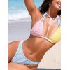 imageCUPSHE Womens Bikini Sets Two Piece Swimsuit Halter V Neck Back Tie Textured Bathing Suits ColorblockPinkYellowBlue
