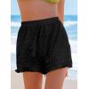 imageCUPSHE Womens Casual Shorts Drawstring Lace Swimsuit Cover Ups Beach Shorts with TasselBlack