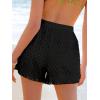 imageCUPSHE Womens Casual Shorts Drawstring Lace Swimsuit Cover Ups Beach Shorts with TasselBlack