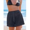 imageCUPSHE Womens Casual Shorts Drawstring Lace Swimsuit Cover Ups Beach Shorts with TasselGray