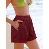 imageCUPSHE Womens Casual Shorts Drawstring Lace Swimsuit Cover Ups Beach Shorts with TasselRed