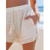 imageCUPSHE Womens Casual Shorts Drawstring Lace Swimsuit Cover Ups Beach Shorts with TasselWhite