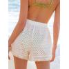 imageCUPSHE Womens Casual Shorts Drawstring Lace Swimsuit Cover Ups Beach Shorts with TasselWhite