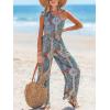 imageCUPSHE Womens Jumpsuits Sleeveless Floral One Shoulder Wide Leg Long Pants 2025 Trendy Travel Outfit PocketBlue Print