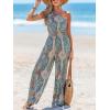 imageCUPSHE Womens Jumpsuits Sleeveless Floral One Shoulder Wide Leg Long Pants 2025 Trendy Travel Outfit PocketBlue Print