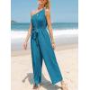 imageCUPSHE Womens Jumpsuits Sleeveless Floral One Shoulder Wide Leg Long Pants 2025 Trendy Travel Outfit PocketOcean Blue