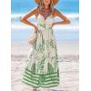 imageCUPSHE Womens Maxi Dress Floral Print Twisted V Neck Sleeveless Long Dress Summer Casual DressBeige Tropical