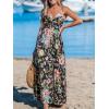 imageCUPSHE Womens Maxi Dress Floral Print Twisted V Neck Sleeveless Long Dress Summer Casual DressBlack Floral