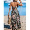 imageCUPSHE Womens Maxi Dress Floral Print Twisted V Neck Sleeveless Long Dress Summer Casual DressBlack Floral