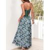 imageCUPSHE Womens Maxi Dress Floral Print Twisted V Neck Sleeveless Long Dress Summer Casual DressGreenblue