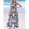 imageCUPSHE Womens Maxi Dress Floral Print Twisted V Neck Sleeveless Long Dress Summer Casual DressNavy Tropical