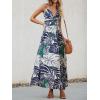 imageCUPSHE Womens Maxi Dress Floral Print Twisted V Neck Sleeveless Long Dress Summer Casual DressNavyblue