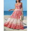 imageCUPSHE Womens Maxi Dress Floral Print Twisted V Neck Sleeveless Long Dress Summer Casual DressRedBeige
