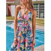 imageCUPSHE Womens Maxi Dress Floral Print Twisted V Neck Sleeveless Long Dress Summer Casual DressTeal Tropical
