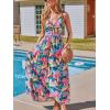 imageCUPSHE Womens Maxi Dress Floral Print Twisted V Neck Sleeveless Long Dress Summer Casual DressTeal Tropical