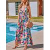 imageCUPSHE Womens Maxi Dress Floral Print Twisted V Neck Sleeveless Long Dress Summer Casual DressTeal Tropical