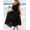 imageCUPSHE Womens Maxi Dresses Casual Summer Sundress Sleeveless Smocked One Shoulder Ruffled Long Beach Formal DressBlack