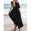 imageCUPSHE Womens Maxi Dresses Casual Summer Sundress Sleeveless Smocked One Shoulder Ruffled Long Beach Formal DressBlack