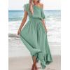 imageCUPSHE Womens Maxi Dresses Casual Summer Sundress Sleeveless Smocked One Shoulder Ruffled Long Beach Formal DressMint Green