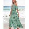 imageCUPSHE Womens Maxi Dresses Casual Summer Sundress Sleeveless Smocked One Shoulder Ruffled Long Beach Formal DressMint Green