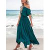 imageCUPSHE Womens Maxi Dresses Casual Summer Sundress Sleeveless Smocked One Shoulder Ruffled Long Beach Formal DressTeal
