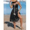imageCUPSHE Womens Mini Dress Lace Boho Tassel VNeck Flare Ruffle Adjustable Straps Beach Summer Short DressBlack
