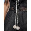 imageCUPSHE Womens Mini Dress Lace Boho Tassel VNeck Flare Ruffle Adjustable Straps Beach Summer Short DressBlack