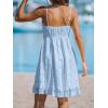 imageCUPSHE Womens Mini Dress Lace Boho Tassel VNeck Flare Ruffle Adjustable Straps Beach Summer Short DressBluemini
