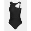 imageCUPSHE Womens One Piece Swimsuit Asymmetrical High Neck Bathing Suit Cutout Adjustable Wide Straps Back Hook SwimwearBlack