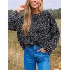 imageCUPSHE Womens Pullover Sweater Rainbow Pom Ribbed Knit Long Sleeve Fall Colorful Jumper TopsBlack