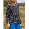 imageCUPSHE Womens Pullover Sweater Rainbow Pom Ribbed Knit Long Sleeve Fall Colorful Jumper TopsBlack