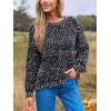 imageCUPSHE Womens Pullover Sweater Rainbow Pom Ribbed Knit Long Sleeve Fall Colorful Jumper TopsBlack