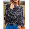 imageCUPSHE Womens Pullover Sweater Rainbow Pom Ribbed Knit Long Sleeve Fall Colorful Jumper TopsBlack
