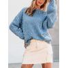 imageCUPSHE Womens Pullover Sweater Rainbow Pom Ribbed Knit Long Sleeve Fall Colorful Jumper TopsBlue