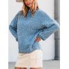 imageCUPSHE Womens Pullover Sweater Rainbow Pom Ribbed Knit Long Sleeve Fall Colorful Jumper TopsBlue