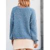 imageCUPSHE Womens Pullover Sweater Rainbow Pom Ribbed Knit Long Sleeve Fall Colorful Jumper TopsBlue