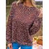 imageCUPSHE Womens Pullover Sweater Rainbow Pom Ribbed Knit Long Sleeve Fall Colorful Jumper TopsBrown