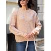 imageCUPSHE Womens Pullover Sweater Rainbow Pom Ribbed Knit Long Sleeve Fall Colorful Jumper TopsPink