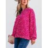 imageCUPSHE Womens Pullover Sweater Rainbow Pom Ribbed Knit Long Sleeve Fall Colorful Jumper TopsRose Red