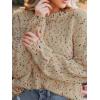 imageCUPSHE Womens Pullover Sweater Rainbow Pom Ribbed Knit Long Sleeve Fall Colorful Jumper TopsTeddy