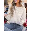 imageCUPSHE Womens Pullover Sweater Rainbow Pom Ribbed Knit Long Sleeve Fall Colorful Jumper TopsWhite
