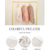 imageCUPSHE Womens Pullover Sweater Rainbow Pom Ribbed Knit Long Sleeve Fall Colorful Jumper TopsWhite