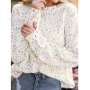 imageCUPSHE Womens Pullover Sweater Rainbow Pom Ribbed Knit Long Sleeve Fall Colorful Jumper TopsWhite