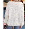imageCUPSHE Womens Pullover Sweater Rainbow Pom Ribbed Knit Long Sleeve Fall Colorful Jumper TopsWhite