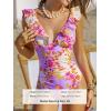 imageCUPSHE Womens Ruffled One Piece Swimsuit V Neck Lace UpPale PurpleFloral