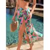 imageCUPSHE Womens Sarong Cover Up Chiffon Swimwear Wrap Skirt Self Tie Ruffle Beach Cover UpsTropical Leaf