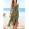 imageCUPSHE Womens Summer Dresses Ruffled Sleeveless Spaghetti Straps Beach Midi Chiffon Bridesmaid Wedding Guest DressOlive Green