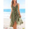 imageCUPSHE Womens Summer Dresses Ruffled Sleeveless Spaghetti Straps Beach Midi Chiffon Bridesmaid Wedding Guest DressOlive Green