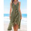 imageCUPSHE Womens Summer Dresses Ruffled Sleeveless Spaghetti Straps Beach Midi Chiffon Bridesmaid Wedding Guest DressOlive Green