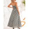 imageCUPSHE Womens Summer Maxi Dress Casual Sleeveless Square Neck Striped Beach Long Dress with PocketsBlack